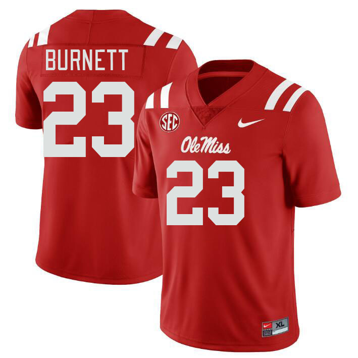 Ole Miss Rebels #23 Drew Burnett College Football Jerseys Stitched Sale-Red